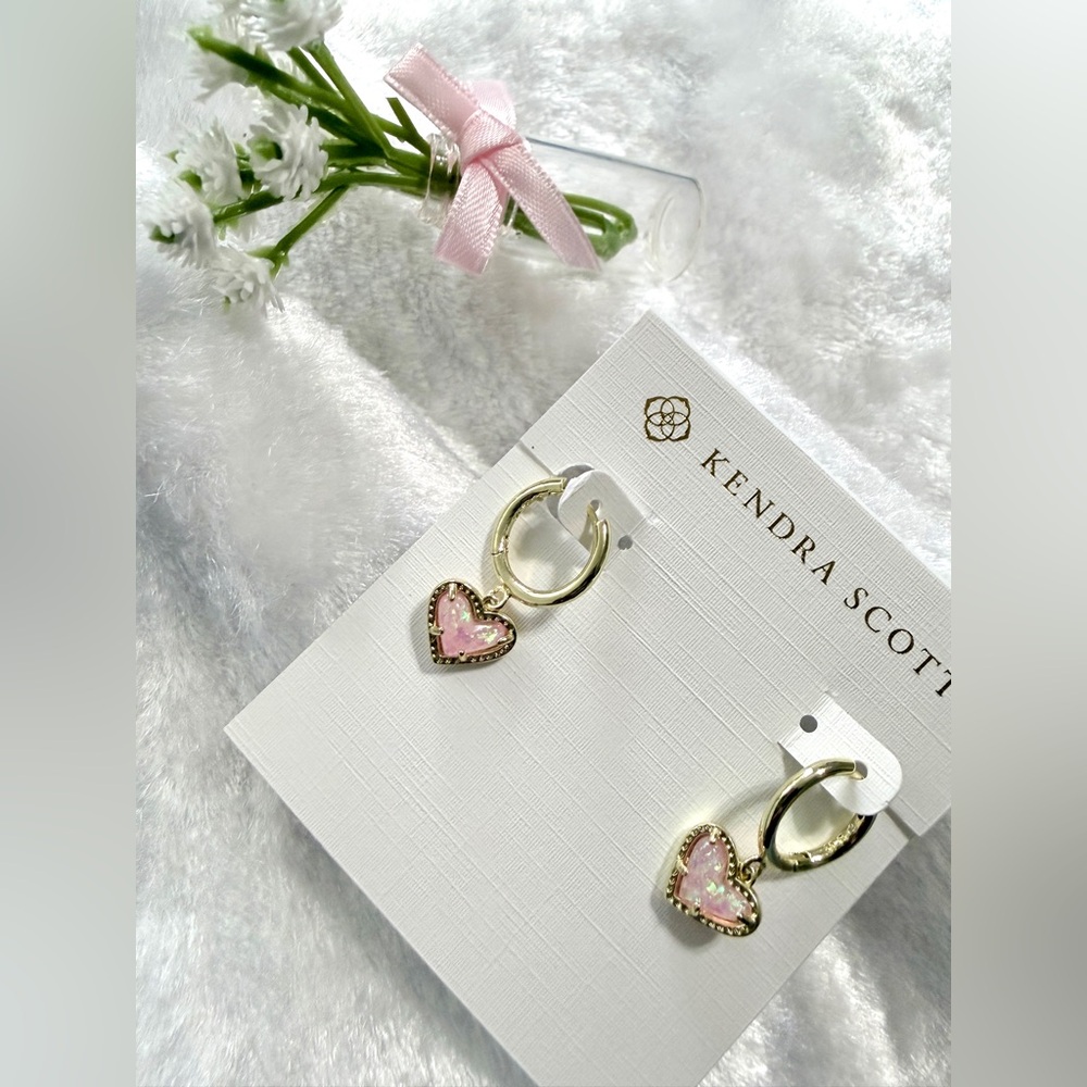 Ari Heart Gold Huggie Earrings in Dichroic Glass